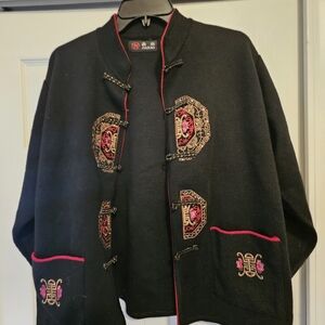 Stylish Black Embroidered Cardigan